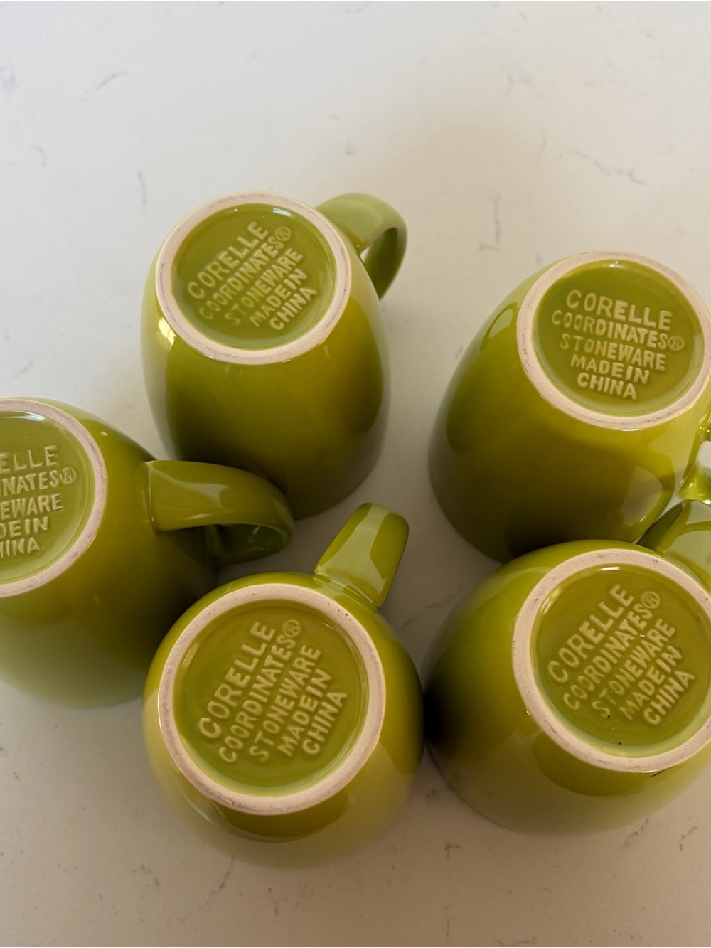 Corelle Coordinates Lime Green Retro Stoneware Coffee Mug Tea Cup 12 oz Set Of 5 - Picture 2 of 5